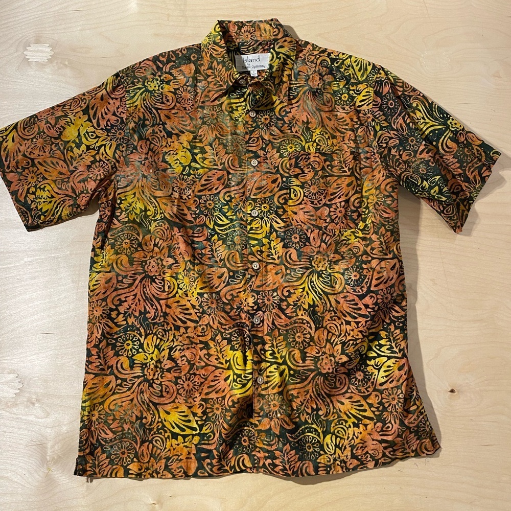 Island By Basic Options Men's Multicolor Short Sleeve Shirt Large (KK)